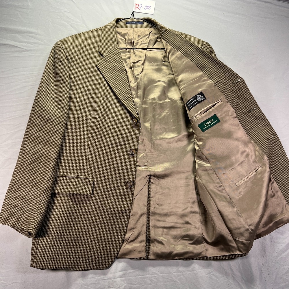 Lauren Ralph Lauren Blazer Mens 42S Brown Houndstooth Pure Wool Lord & Taylor